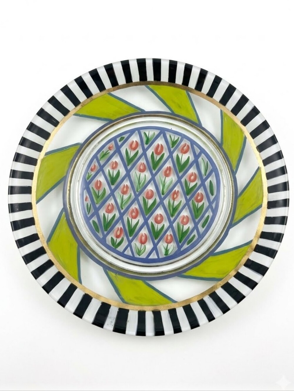 Mackenzie Childs Circus Tulip Glass Luncheon Plate